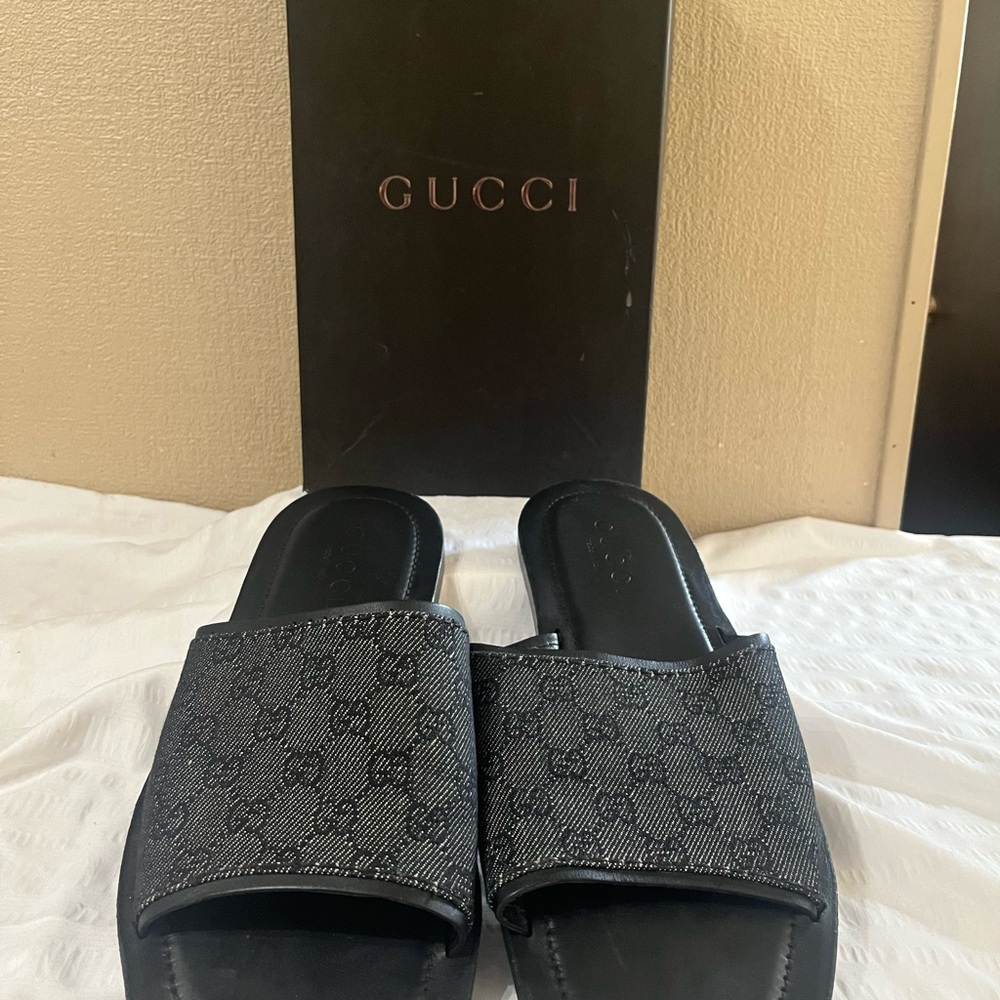 GUCCI Denim GG Slides